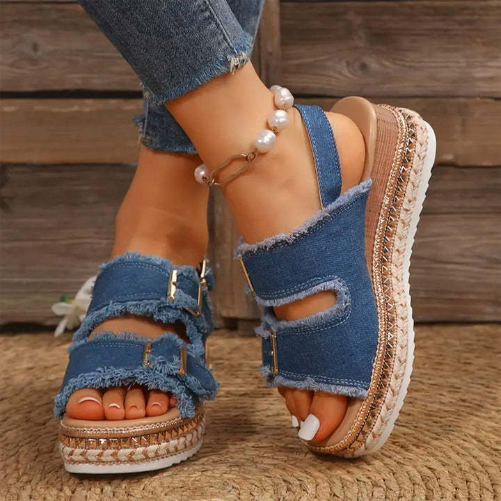 Sylvia - Casual Denim Wedges