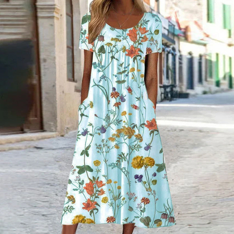 Aimee | Boho Floral Dress with Tummy Coverage