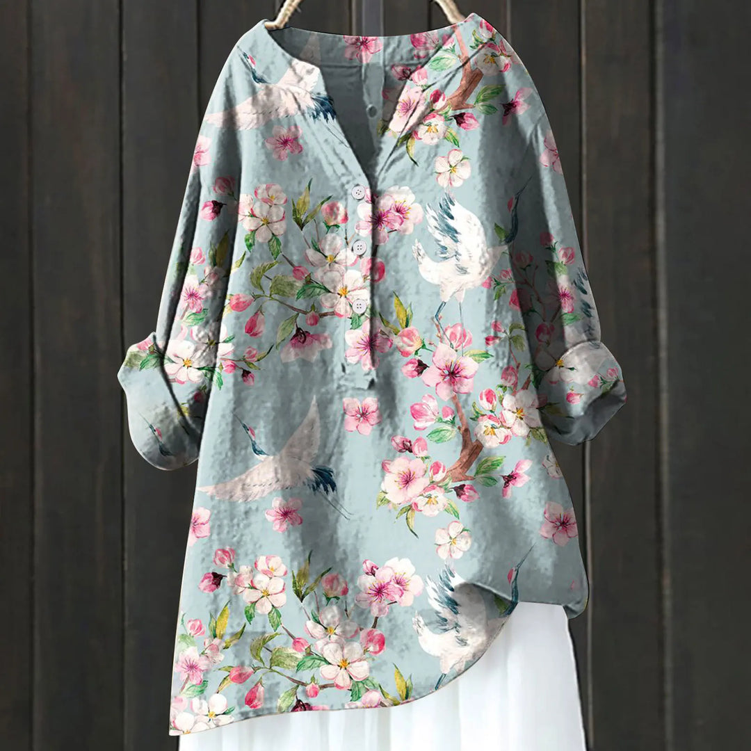 MILLY™ - CHIC BLOUSE WITH FLORAL ACCENTS