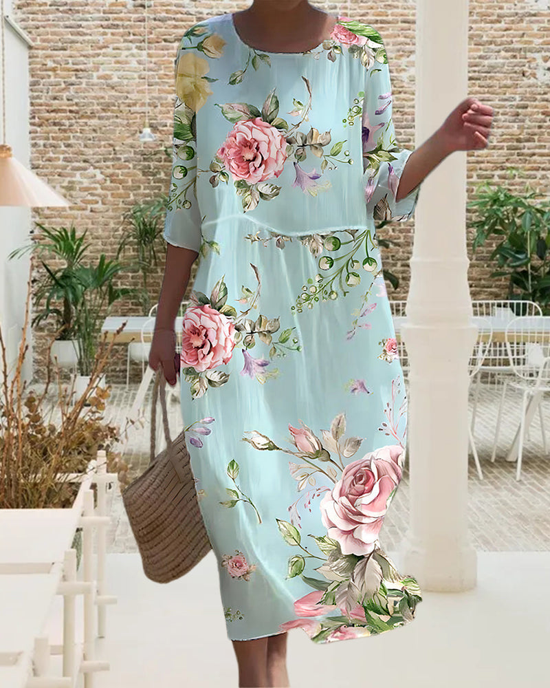 Miranda Elegant Floral Dress that Hides the Belly