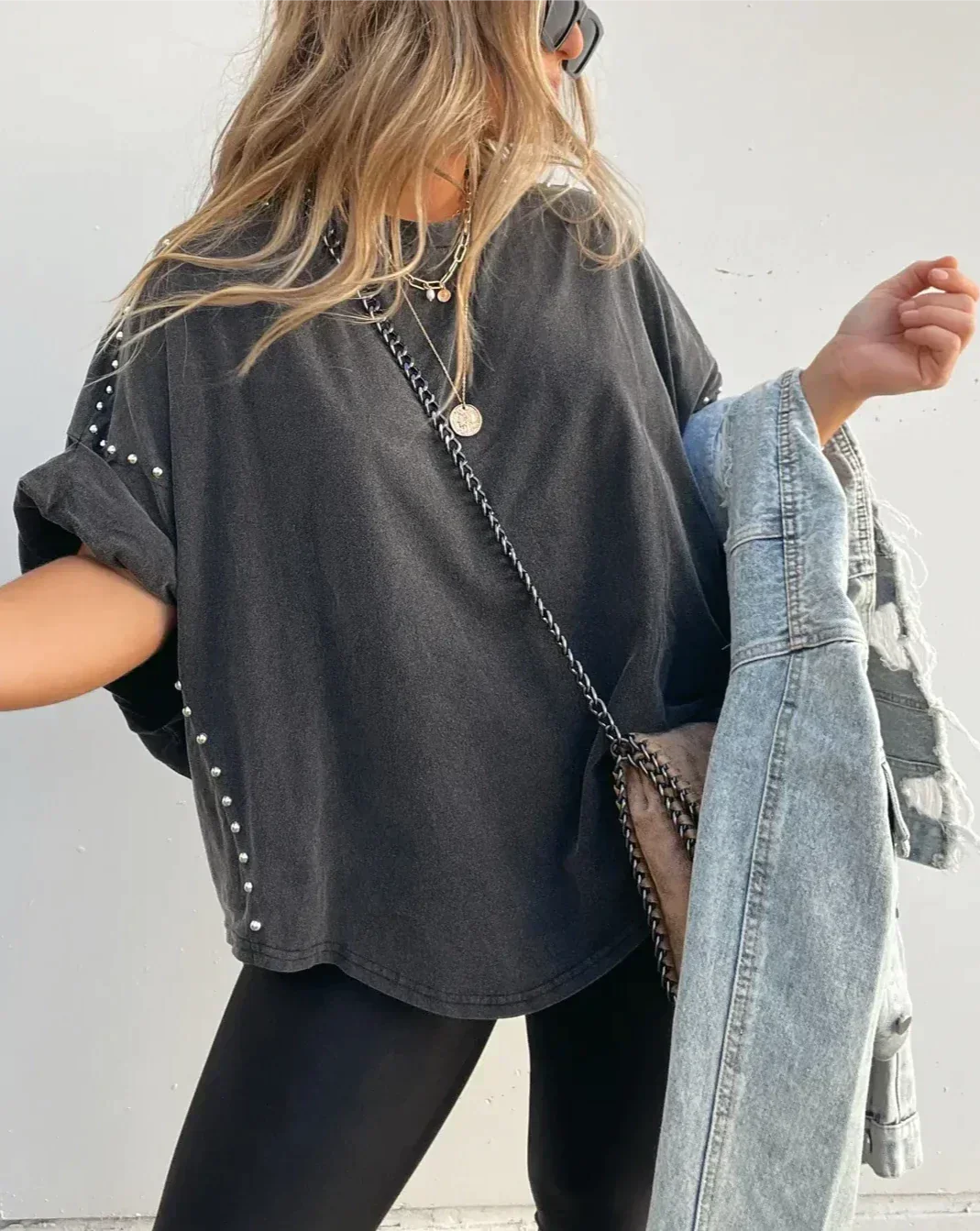 Cassia™| Oversized Studded Tee