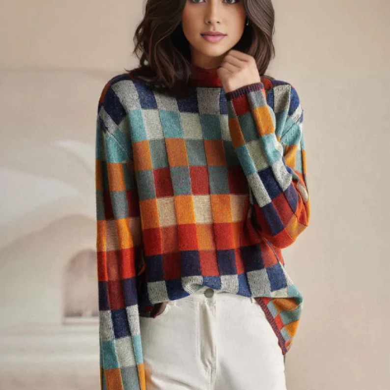 Katy - Patchwork Turtleneck Sweater